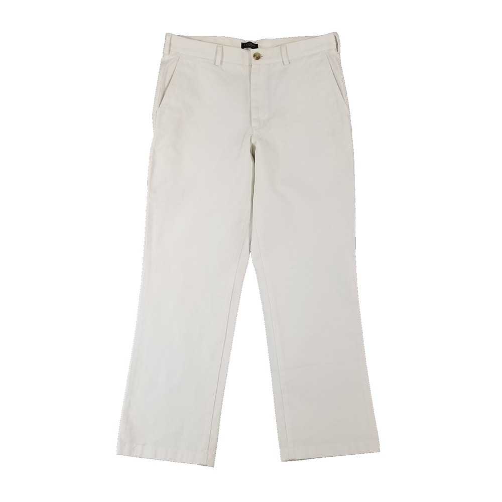 Lands End khaki chino pants men's 34x29 tailored fit white cotton flawed